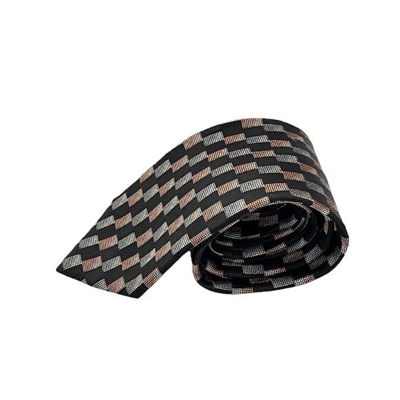 Allyn Saint George Men's Silk Tie 59” X 3.5” Multi-Color Geometric Squares - Picture 2 of 5